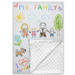 Een super zacht baby dekentje voor in de wieg/kinderwagen/Maxi Cosi of als omslagdoek tekening familie 1+1 gratis